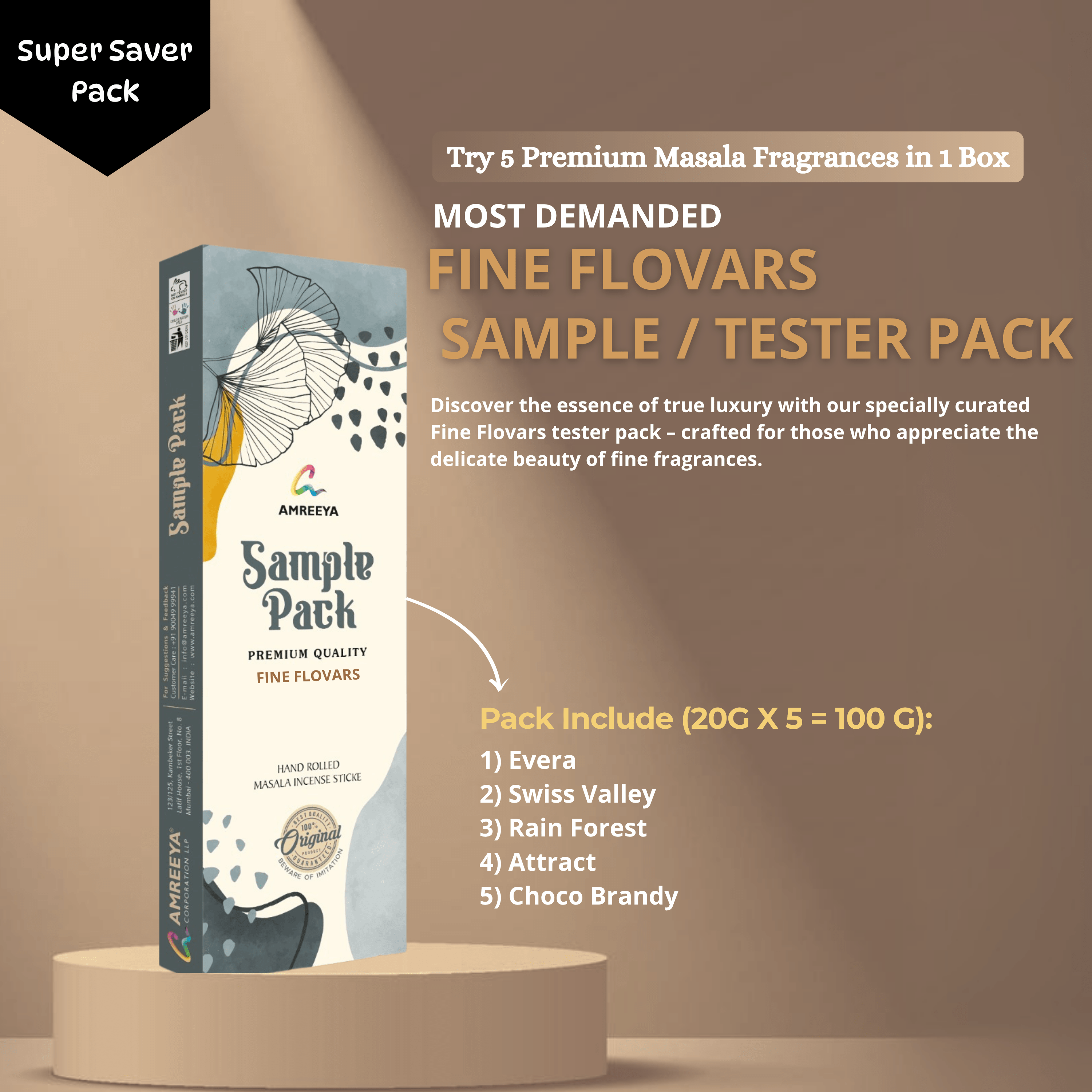 Amreeya Masala Incense Sticks – Premium Sample Pack Collection - 5 & 15 Fragrances Pack