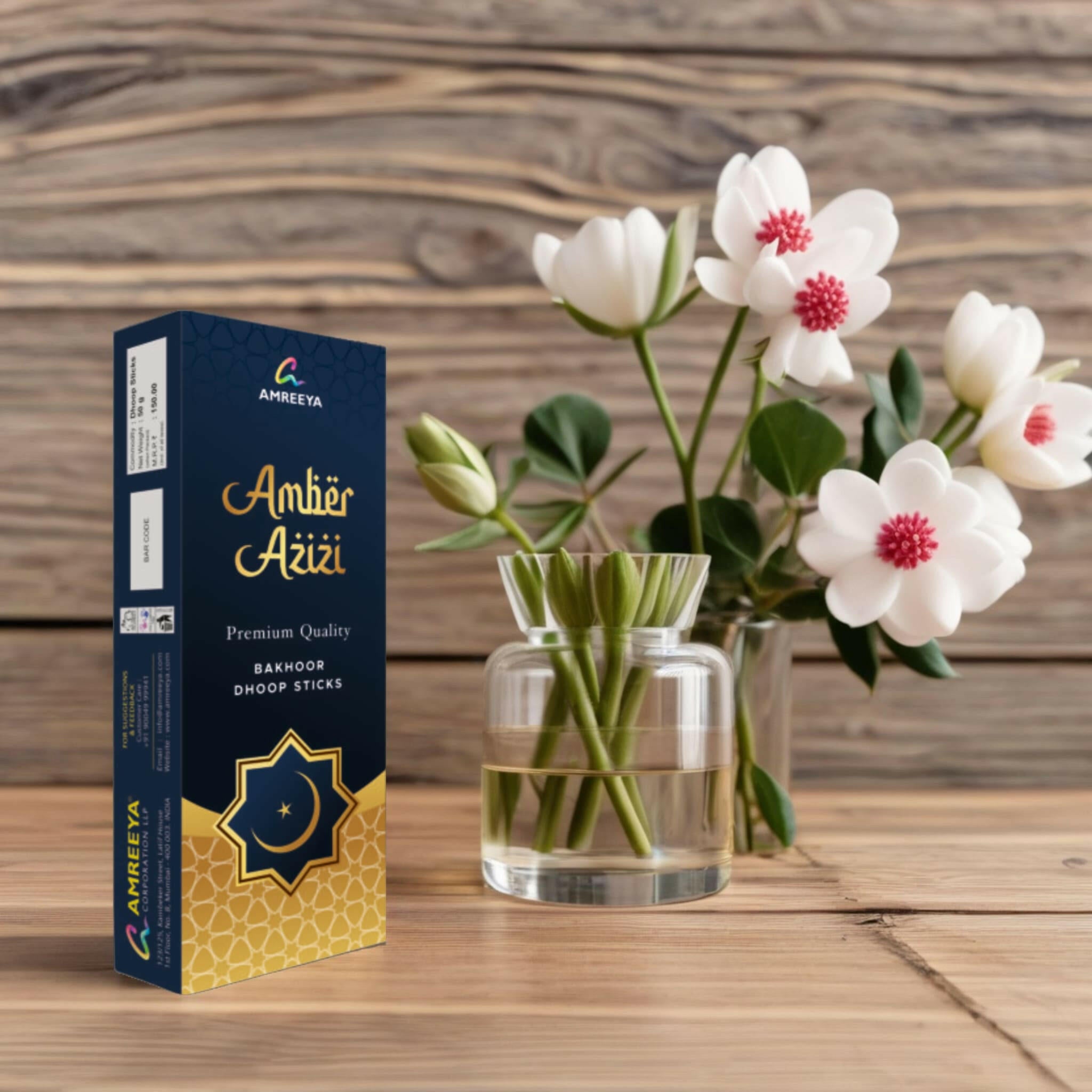 Amreeya Amber Azizi Bakhoor Bambooless Dhoop Sticks - 50 Grm