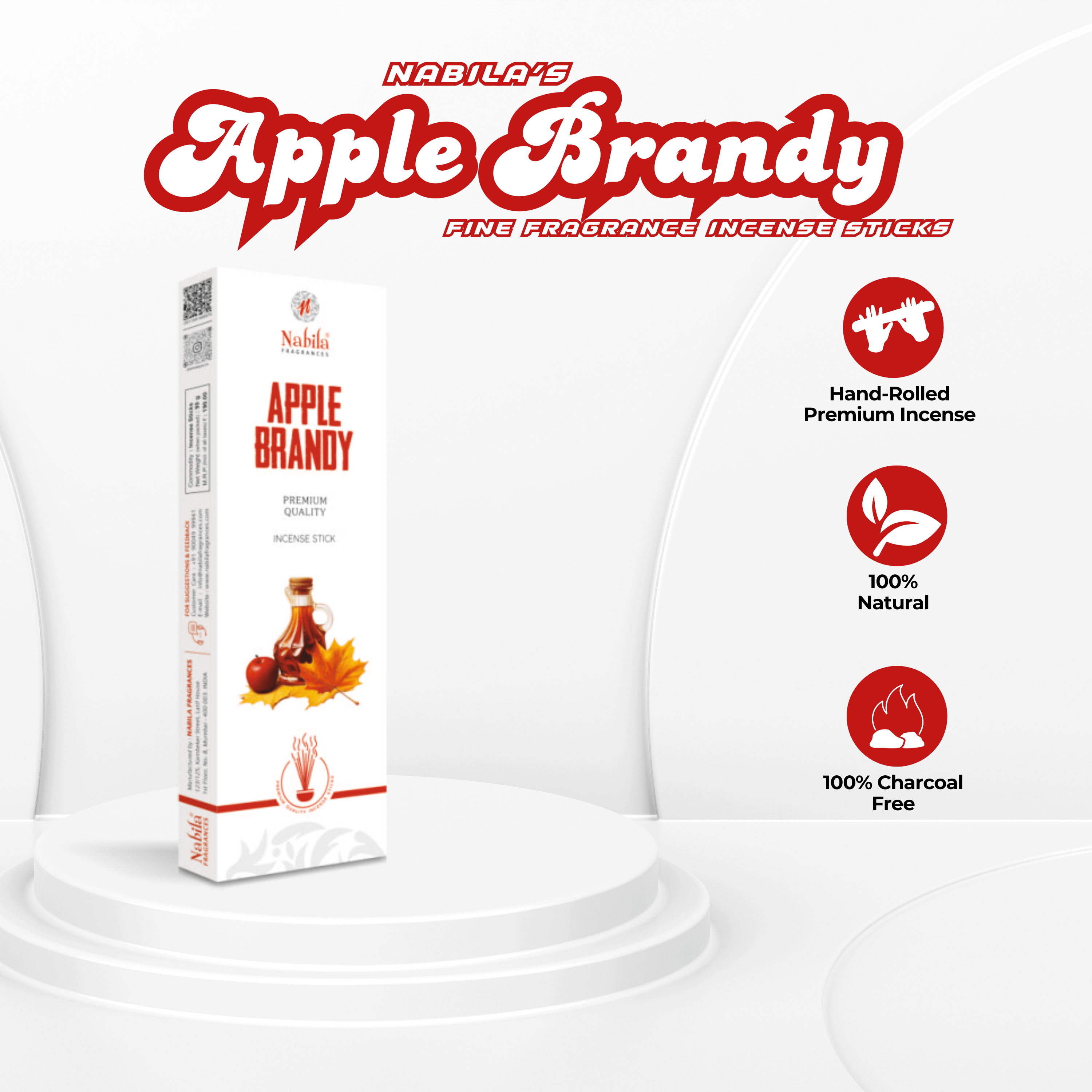 Nabila Fine Fragrance – Apple Brandy Premium Incense Sticks - 90 Grm
