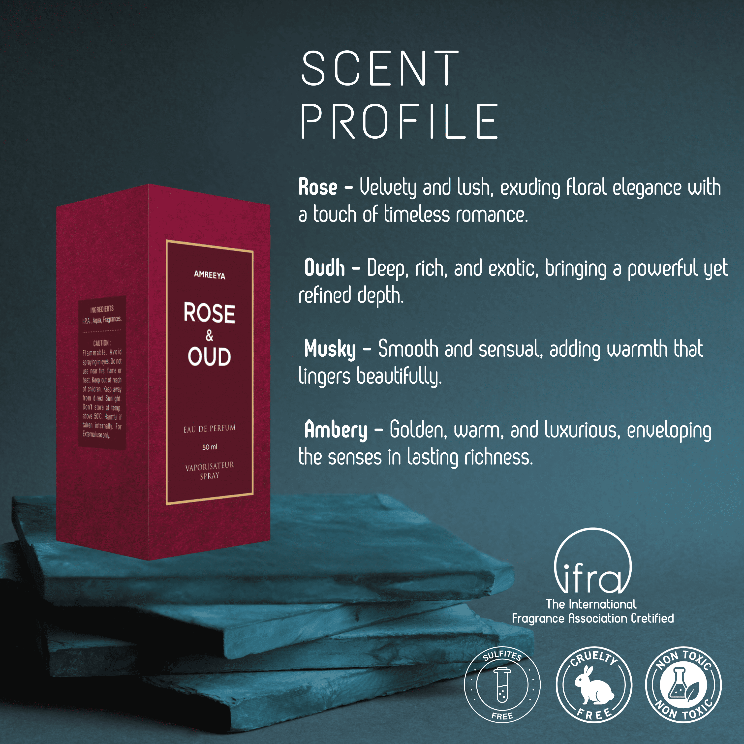 Amreeya Rose & Oud – Premium Niche Eau de Parfum | Luxurious Floral Woody Elegance Inspired by Latafa Rose Oudh - 50ml