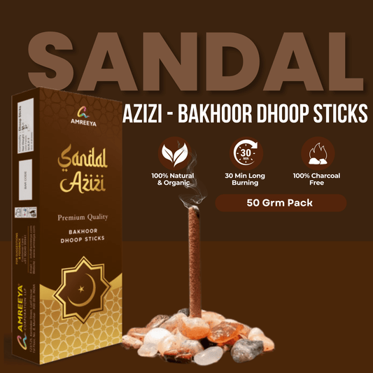 Amreeya Sandal Azizi Bakhoor Bambooless Dhoop Sticks - 50 Grm