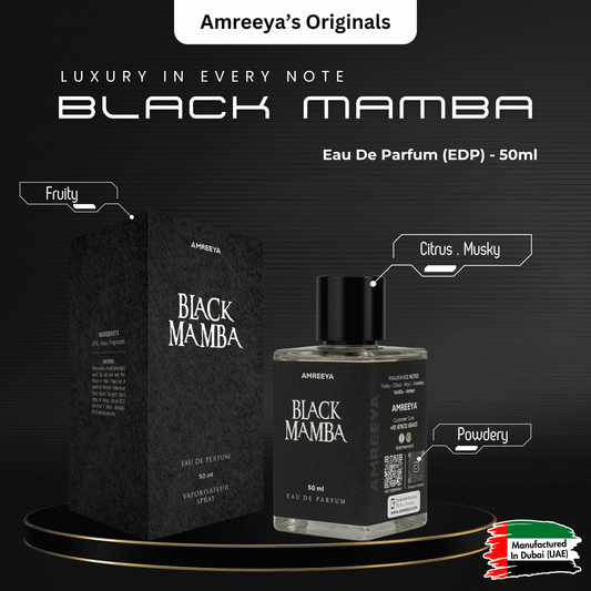 Amreeya Originals Black Mamba – Premium Eau de Parfum | Fruity Citrus Musk with Vanilla & Amber