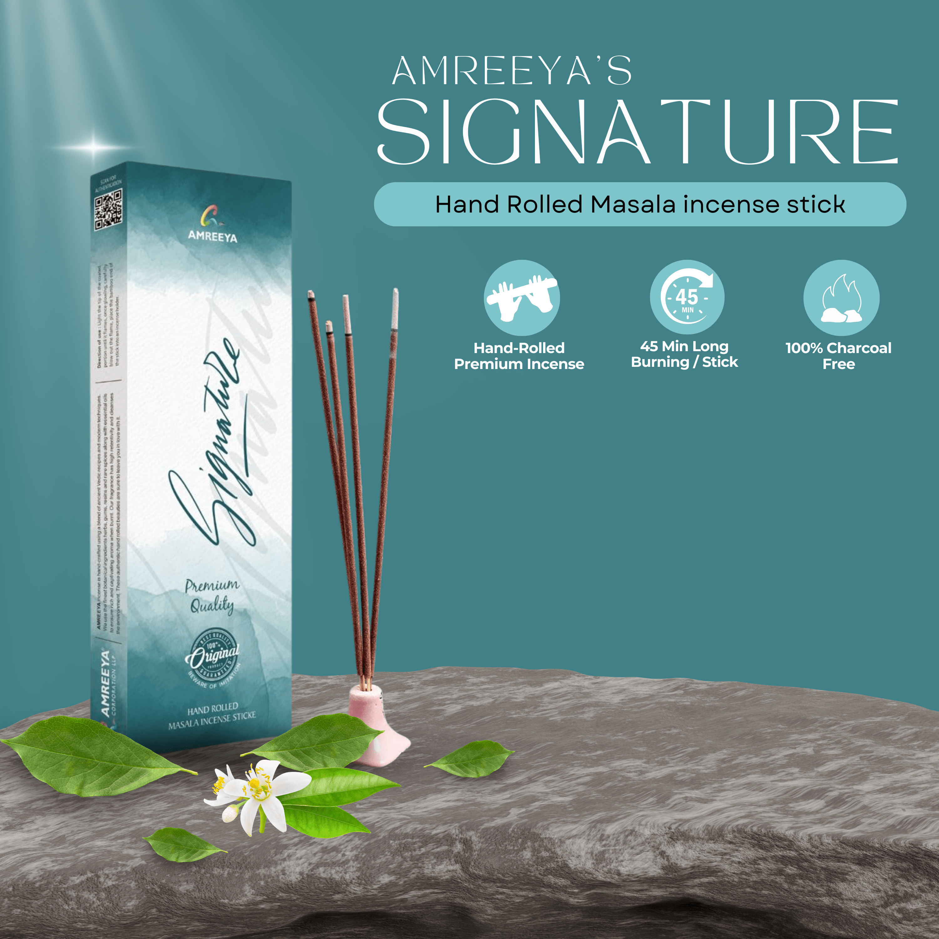 Amreeya Signature Hand Rolled Masala Incense Stick - 50 Grm