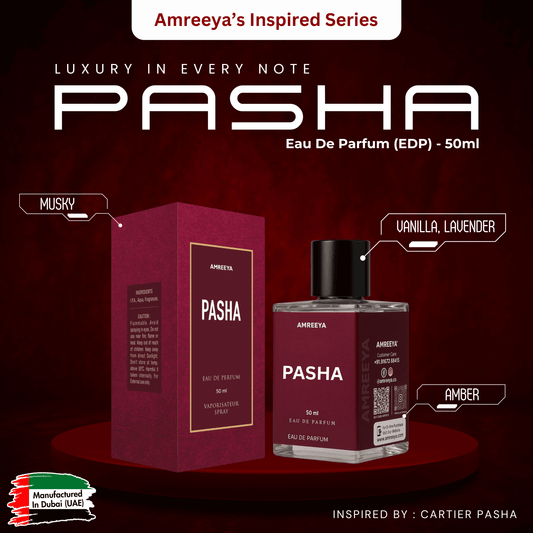 Amreeya Pasha – Premium Niche Eau de Parfum | Aromatic Woody Spicy Elegance Inspired by Cartier Pasha - 50ml