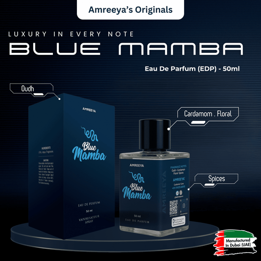 Amreeya Originals Blue Mamba – Premium Niche Eau de Parfum | Oudh Cardamom Floral Spices