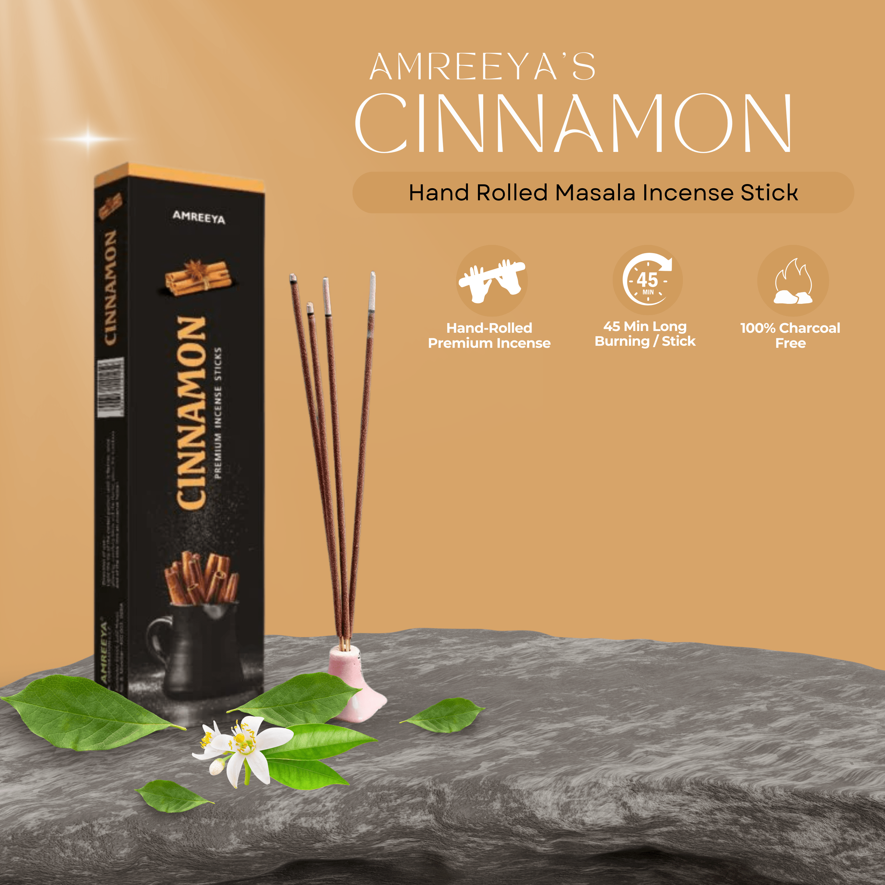 Amreeya Cinnamon Masala  Incense Sticks - 50 Grm