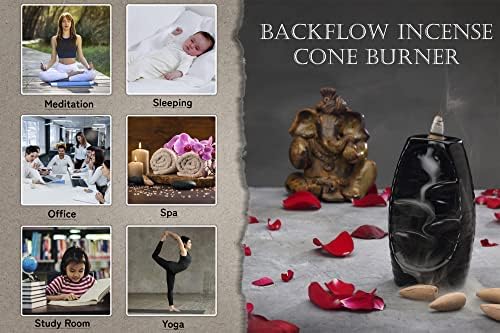 Amreeya Backflow Incense Cone Holder with Incense Cones - Water-Fountain Design