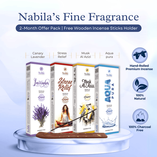 Nabila’s Fine Fragrance Incense Sticks - 2-Month Offer Pack | 244 Sticks + Free Incense Holder
