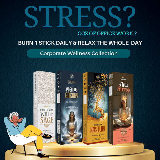 Amreeya Corporate Wellness Collection – Stress Relief, Focus & Signature Fragrance | Pack of 4