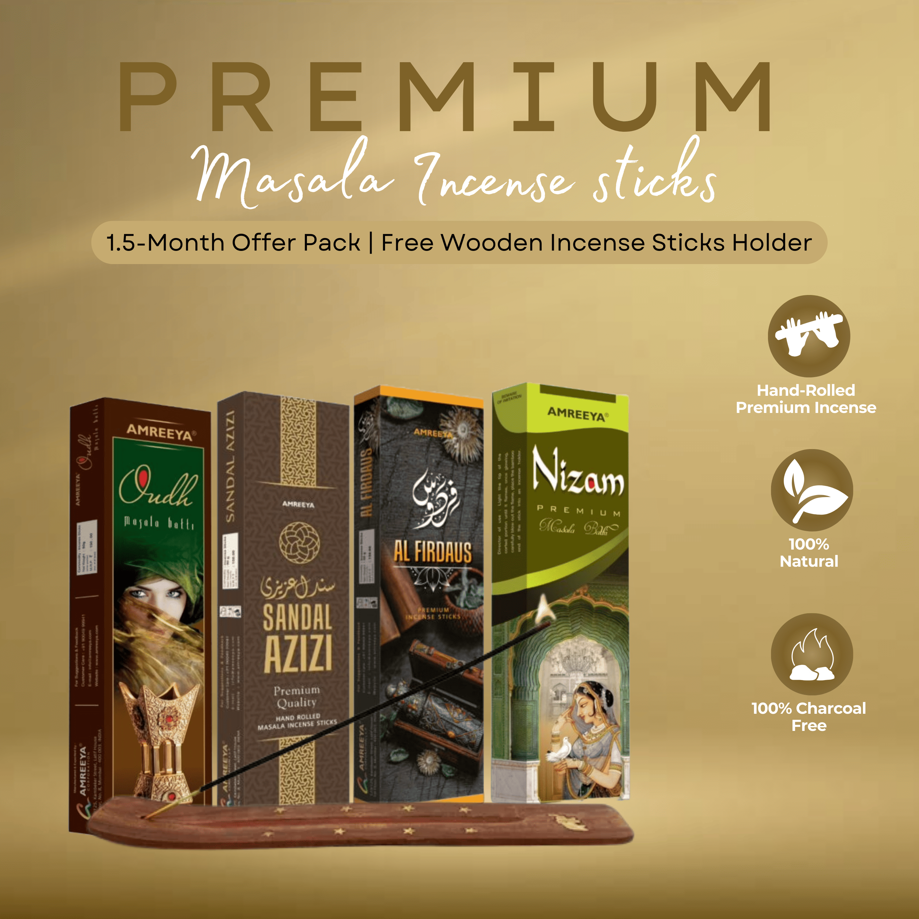 Amreeya Premium Masala Incense Sticks Combo - Pack of 4