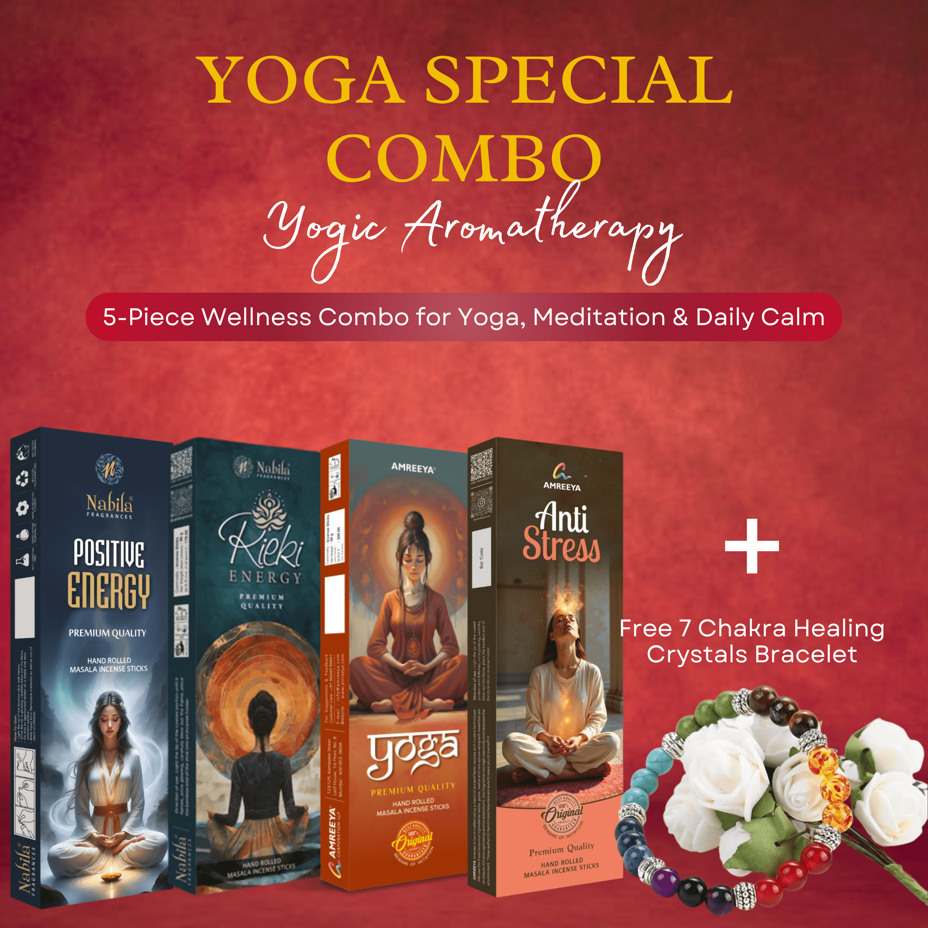 Amreeya Mindful Motion– Yogic Aromatherapy & Chakra Balancing Combo - Pack of 5