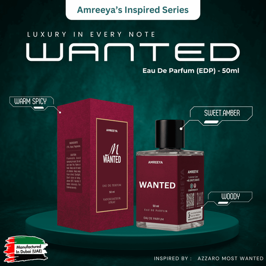 Amreeya Wanted – Premium Niche Eau de Parfum | Spicy Woody Freshness Inspired by Azzaro Wanted - 50ml