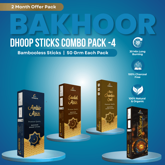 Amreeya Premium Bakhoor Dhoop Sticks Set | Bambooless Incense Sticks| Pack of 4