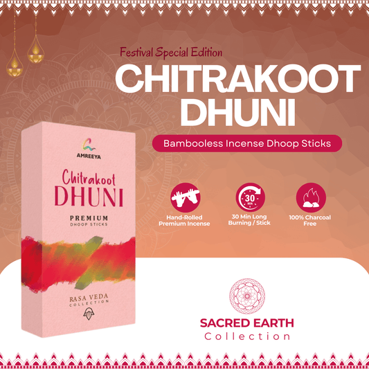 Amreeya Sacred Earth Collection – Chitrakoot Dhuni Bambooless Dhoop Sticks - 40 Grm